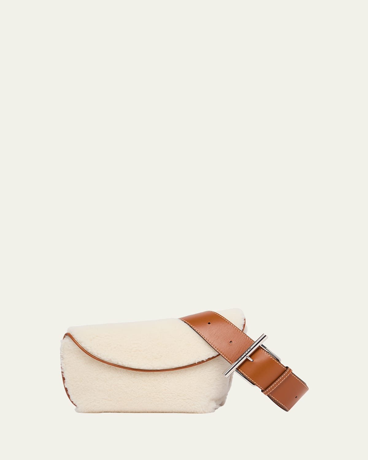 Alexander Mcqueen T-bar Sling Shearling Shoulder Bag In Brown