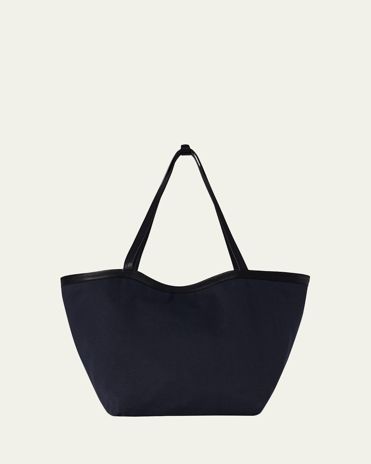 The Row Park Leather-trim Tote Bag In Cotton Twill In Black