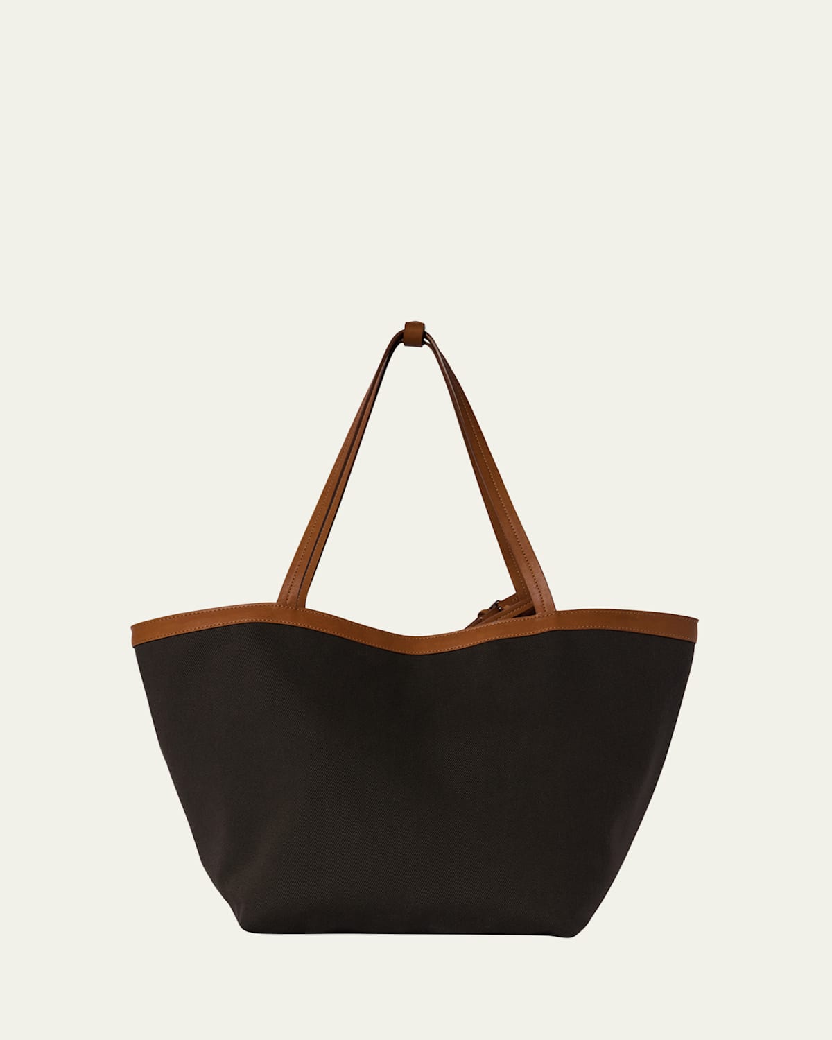 The Row Park Leather-trim Tote Bag In Cotton Twill In Brown