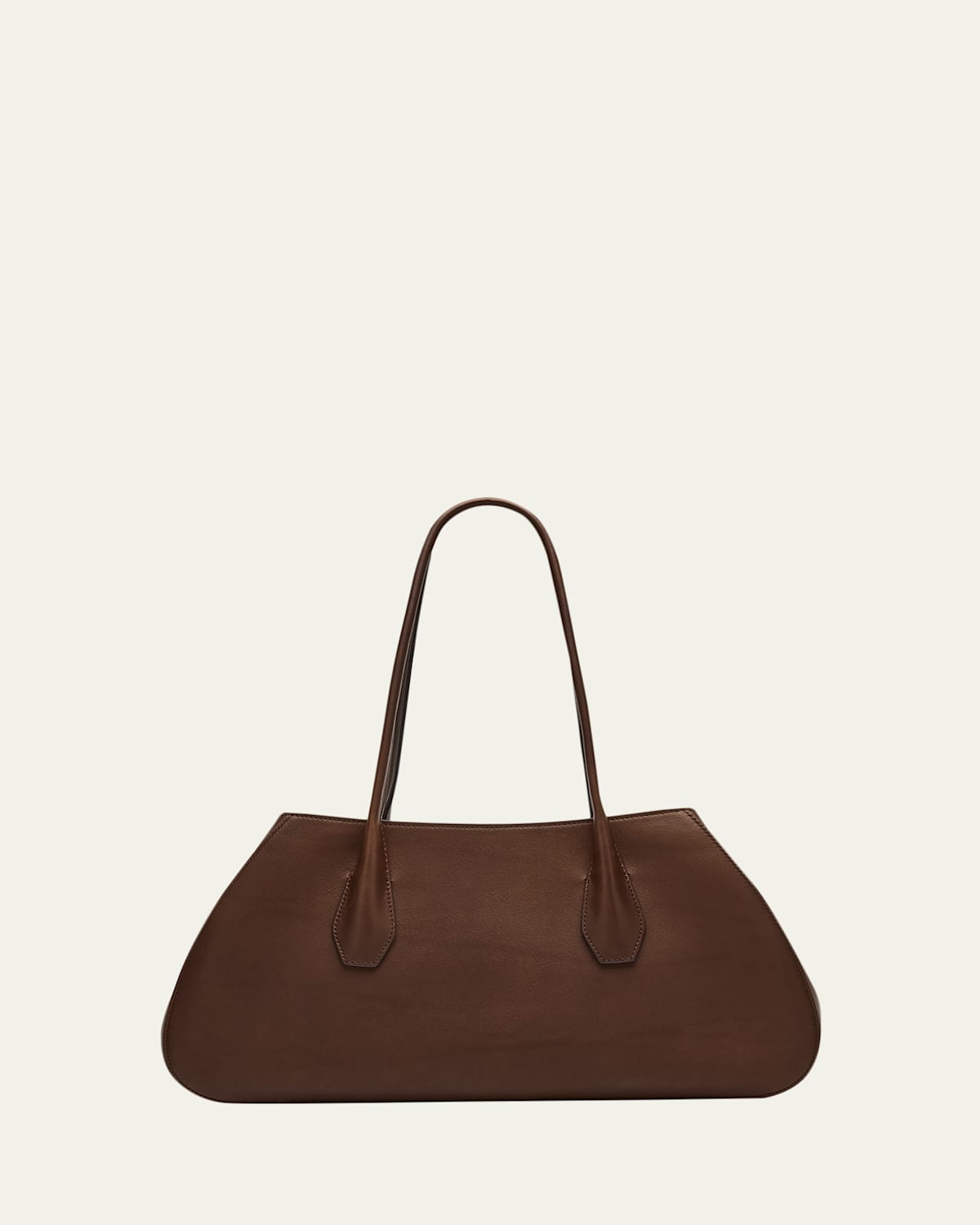 The Row Alger Geometric Shoulder Bag In Smooth Leather In Brown