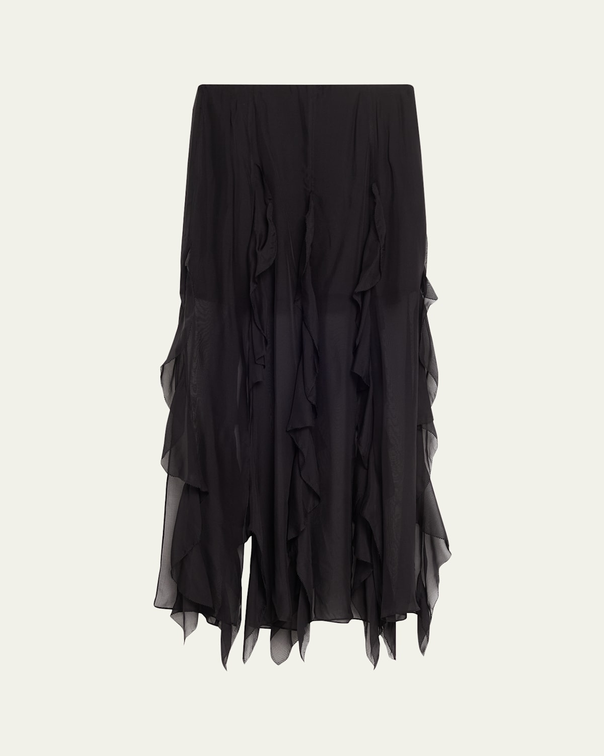 Veronica Beard Ava Ruffled Silk-chiffon Midi Skirt In Black