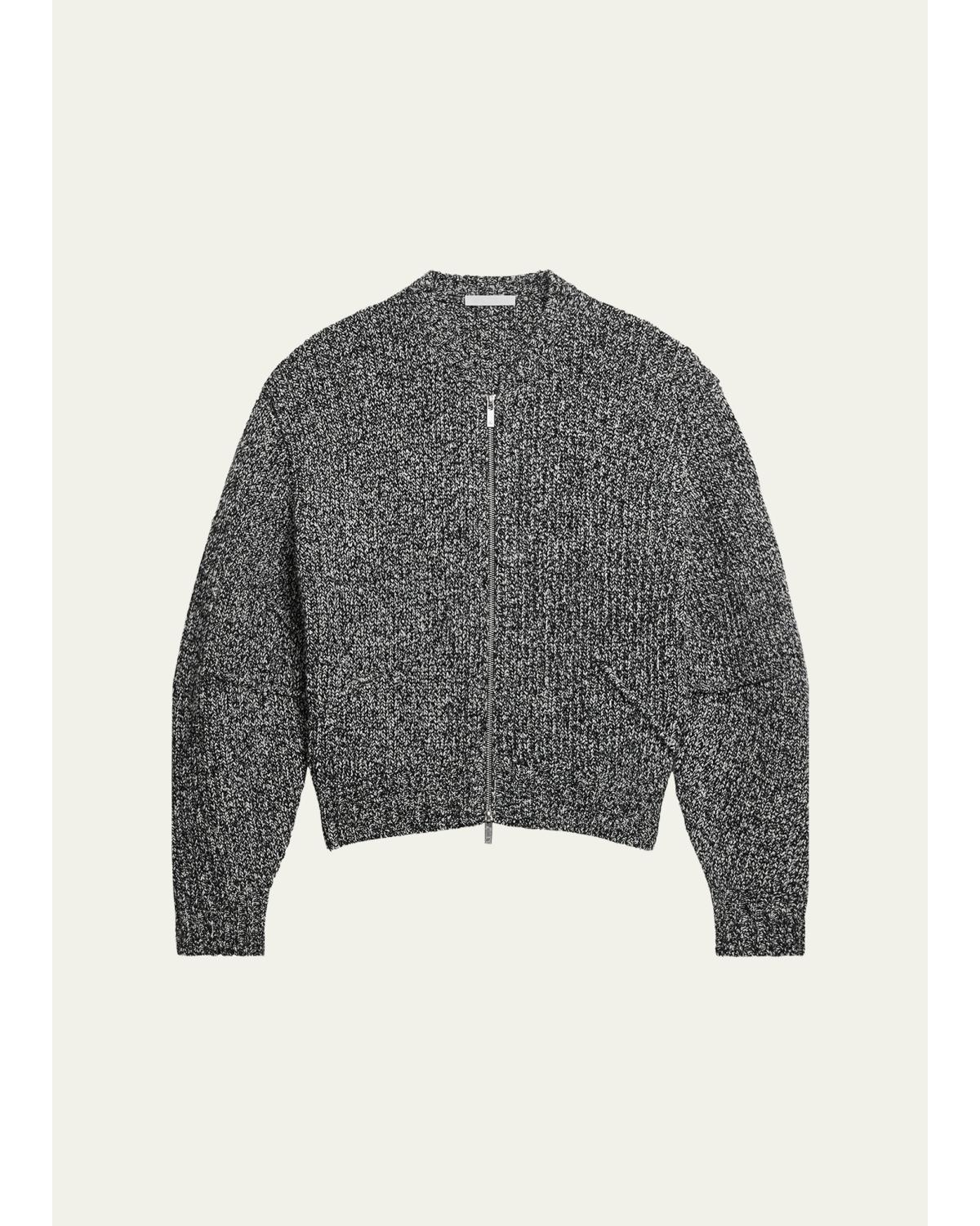 Marled Zip-Front Sweater