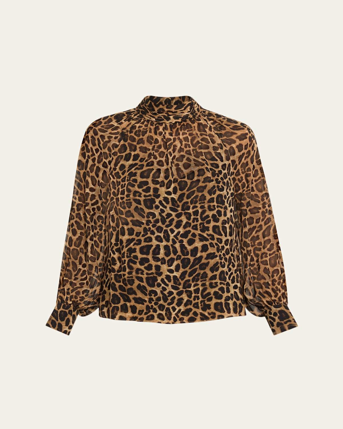 Veronica Beard Alyssa Leopard Silk Chiffon Blouse In Multi