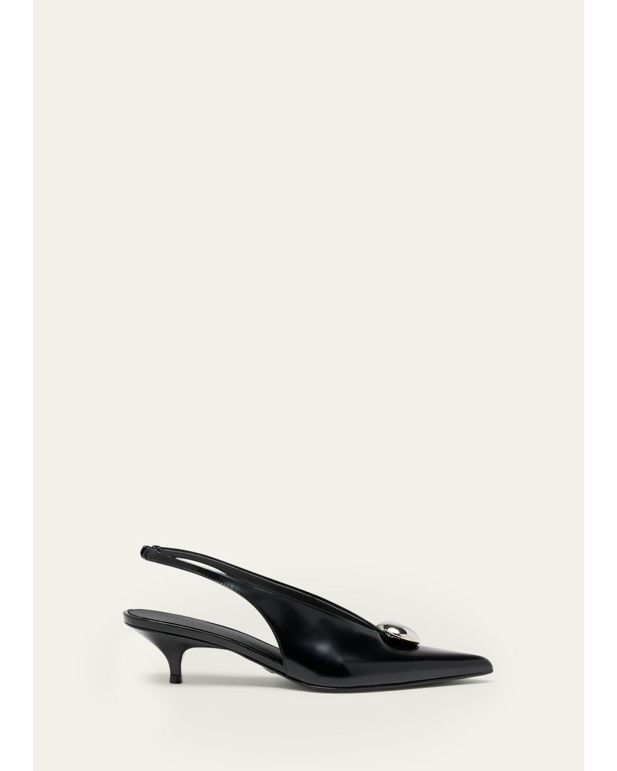 Dome Slash Slingbacks in Polished Calf