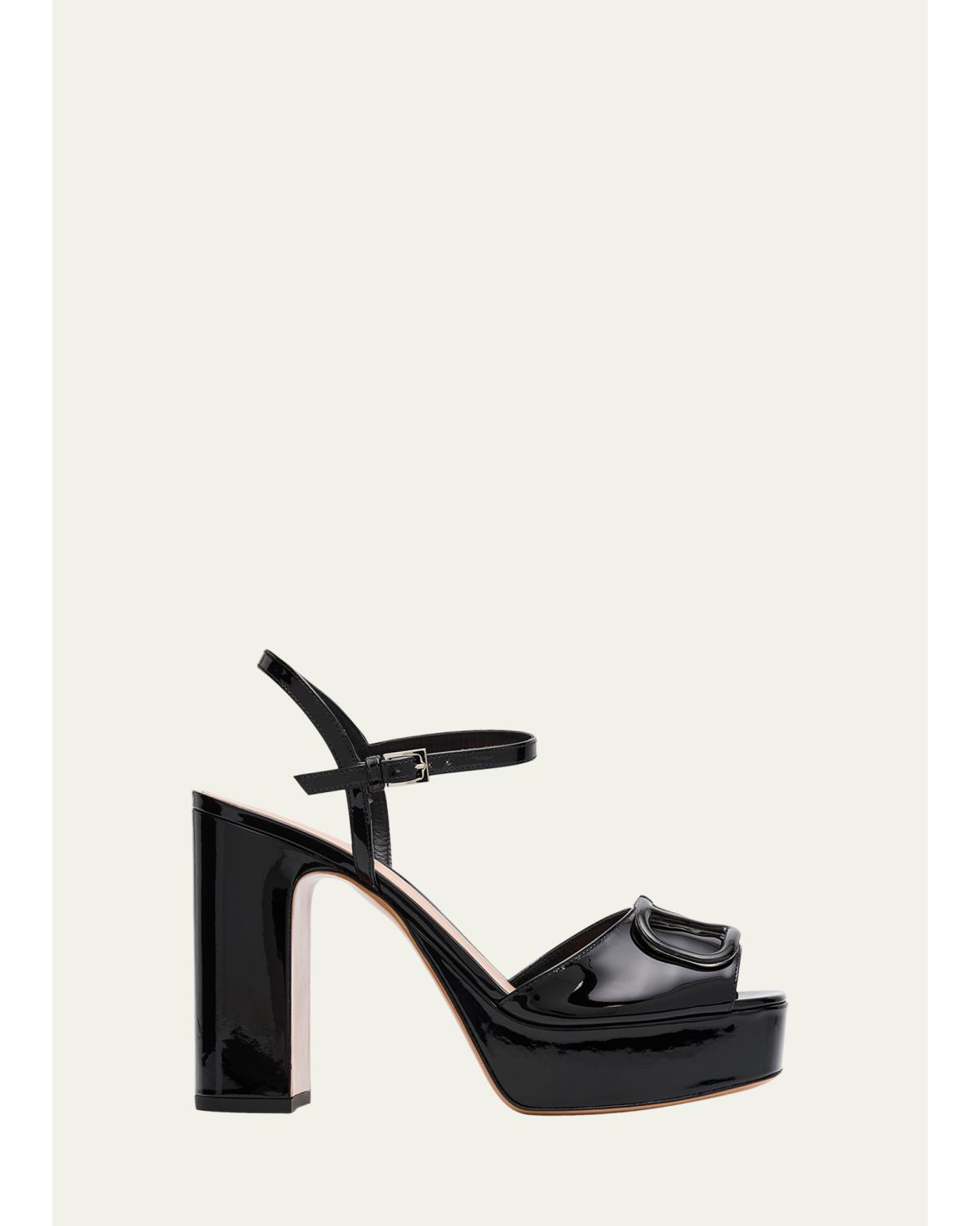 115Mm Vlogo Signature Patent Leather Platform Sandals