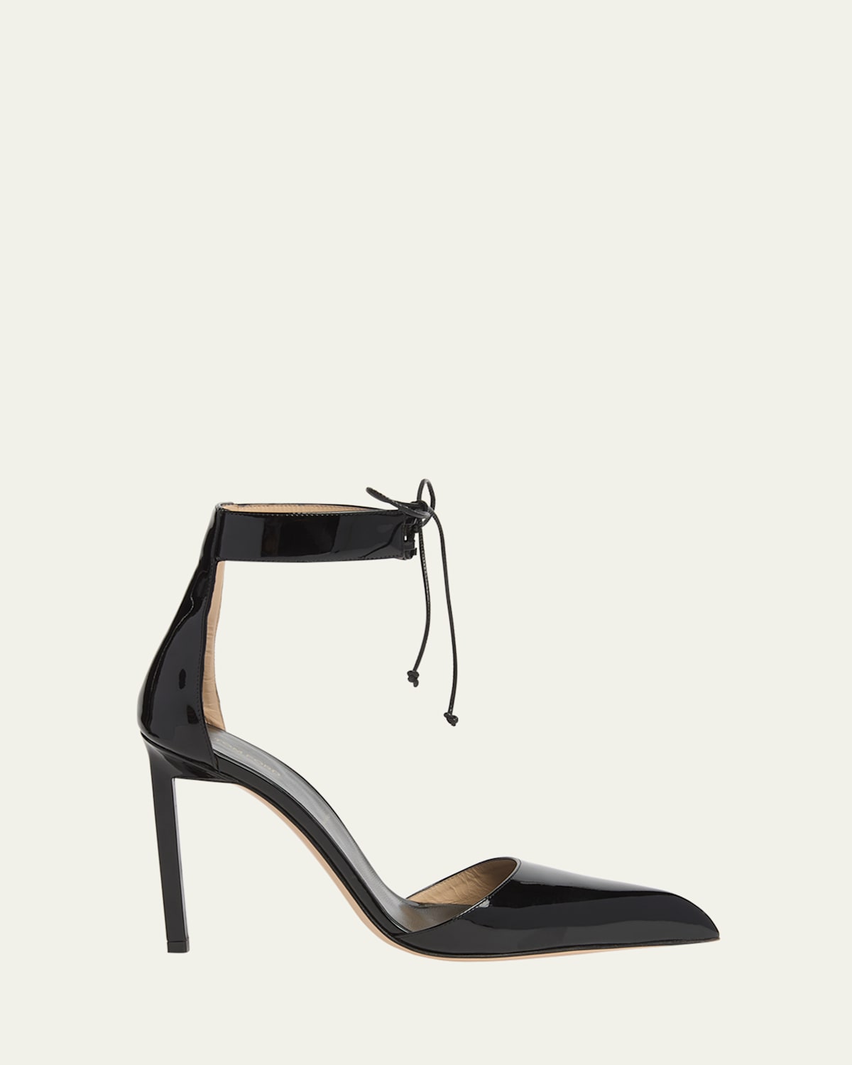 Tom Ford 105mm Patent Leather Ankle-tie Pumps In Black
