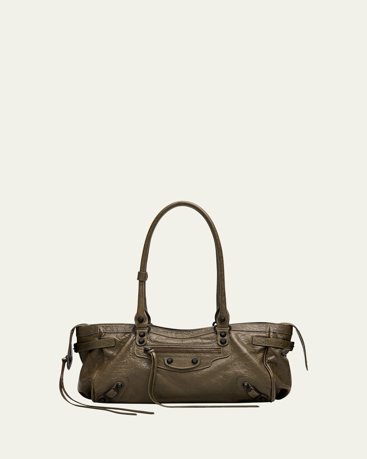 Balenciaga Le City East-west Shoulder Bag In Leather In Green