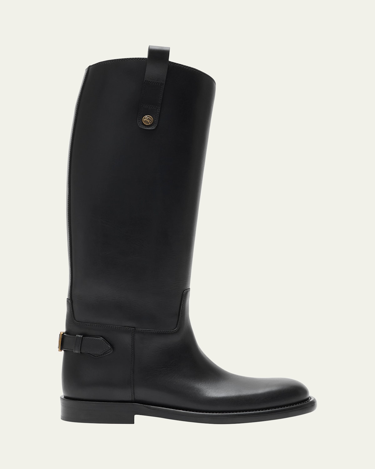 Burberry Cavalier Knee-high Leather Riding Boots In Black