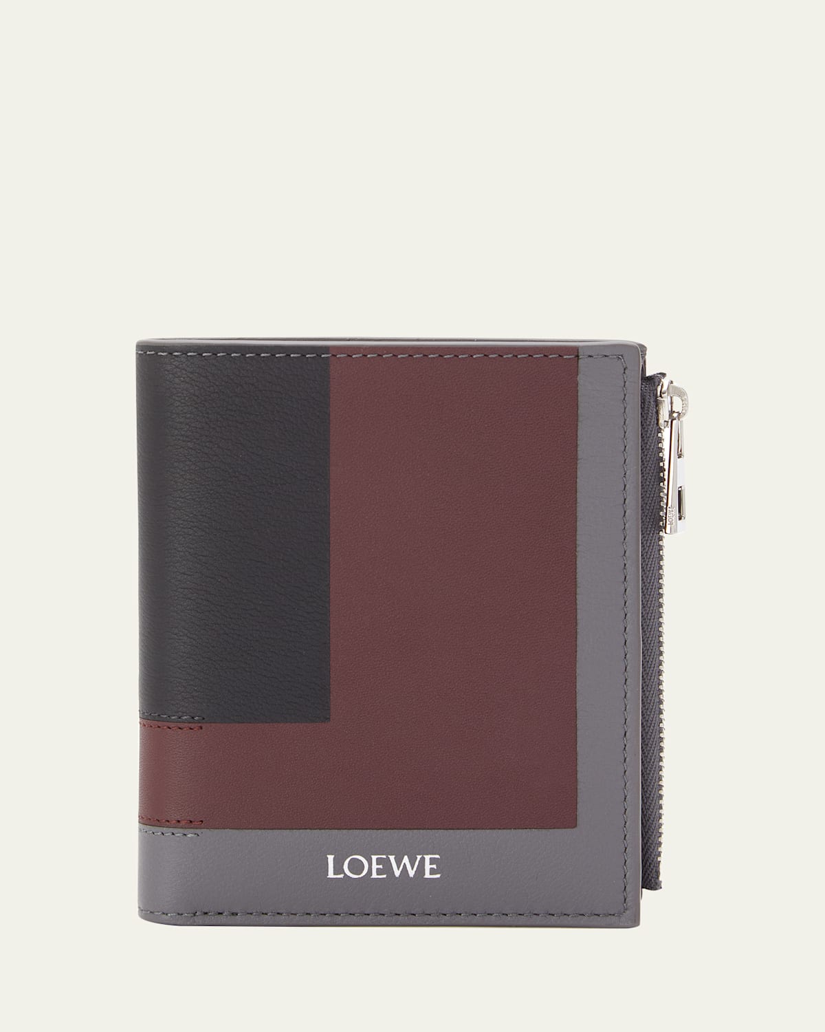 Loewe X Albers Compact Wallet In Leather In Brown