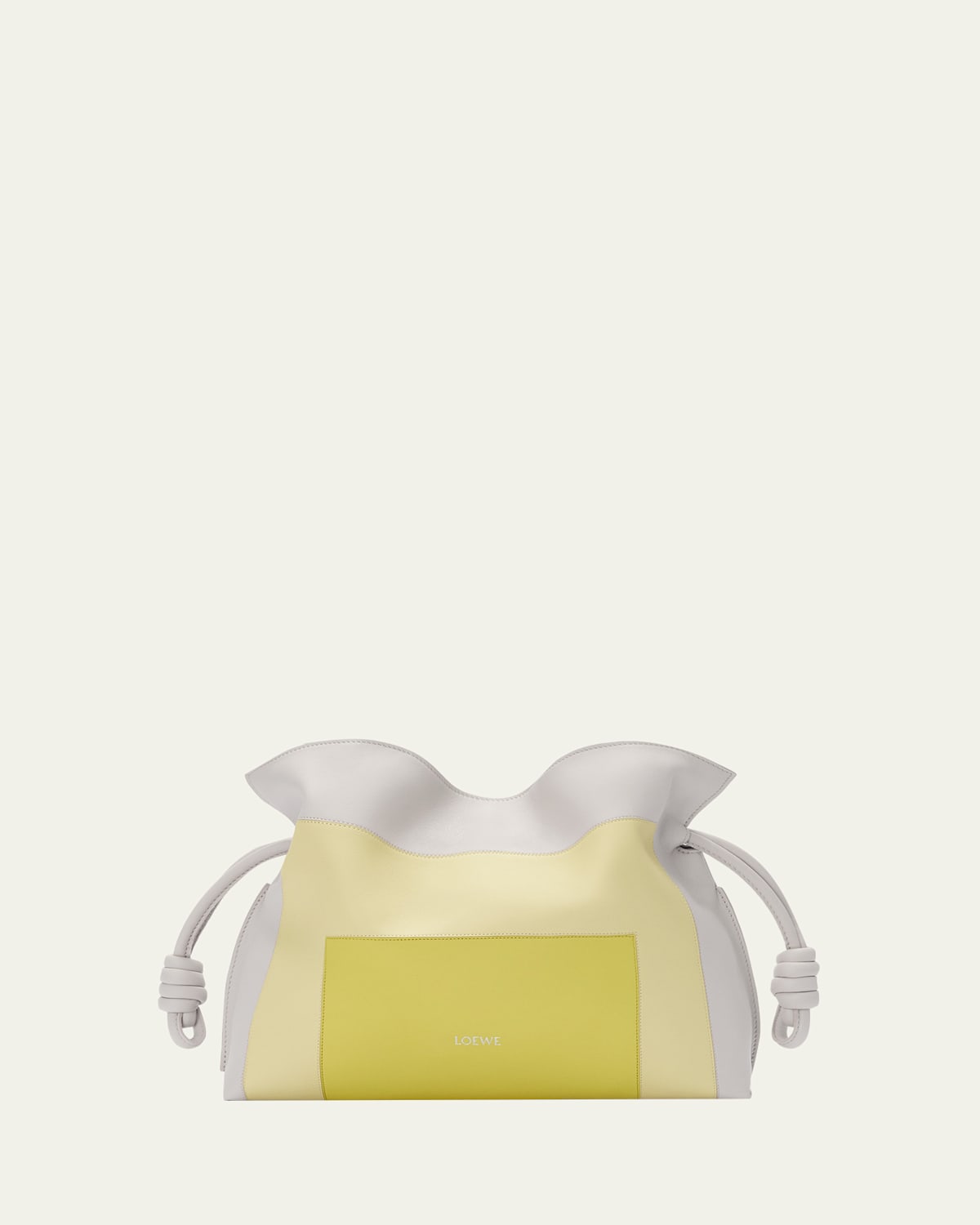 Loewe X Albers Flamenco Medium Clutch Bag In Nappa Leather In Gray