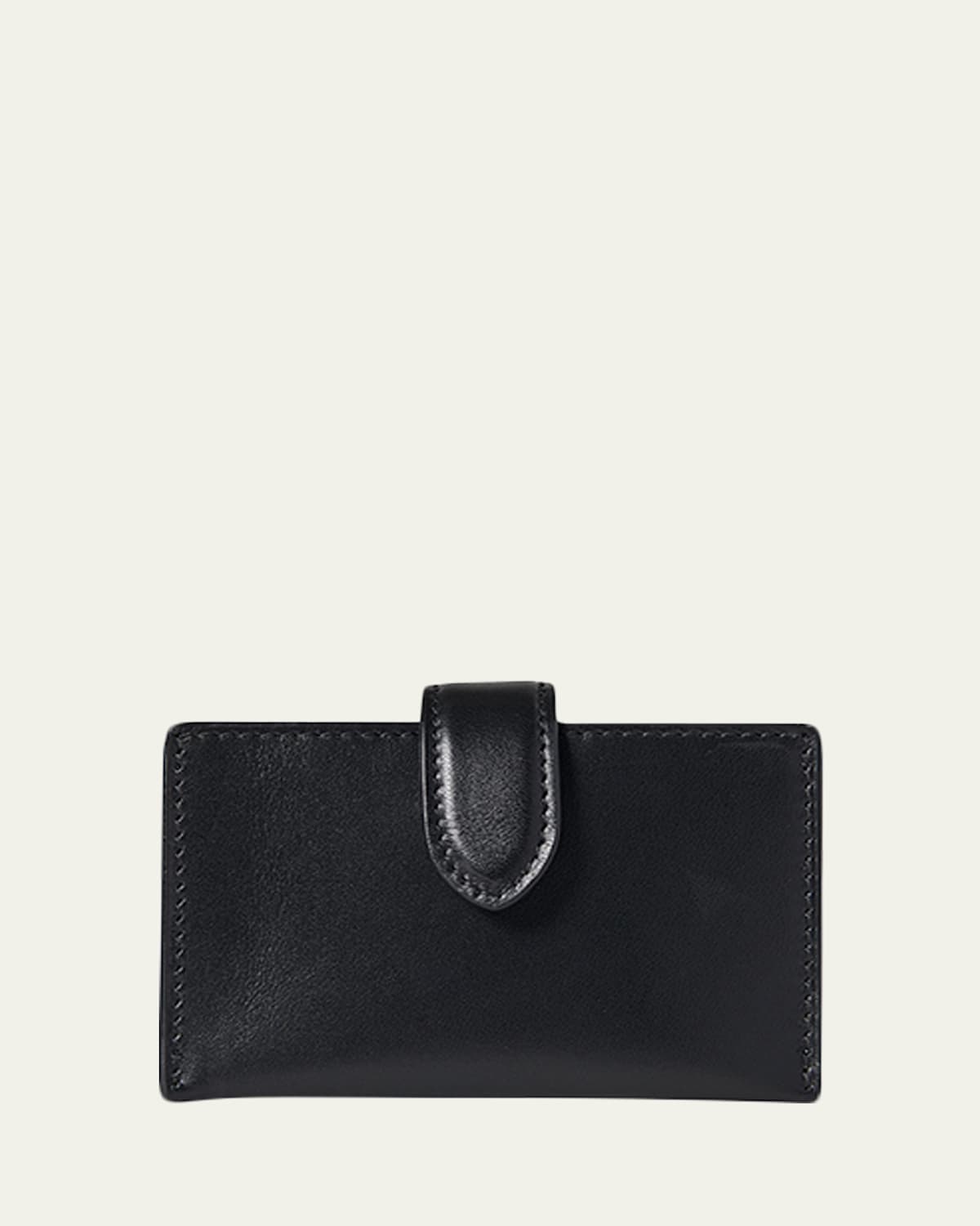The Row Pick Stitch Leather Card Case In Black