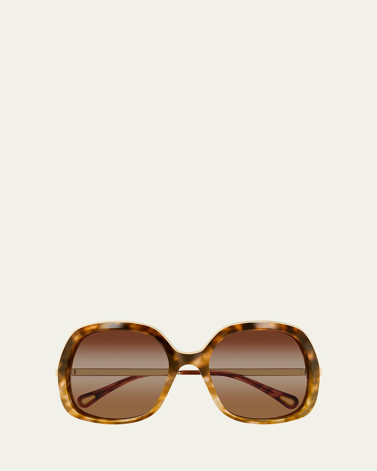 Chloé Leia Square Acetate & Metal Sunglasses In Brown