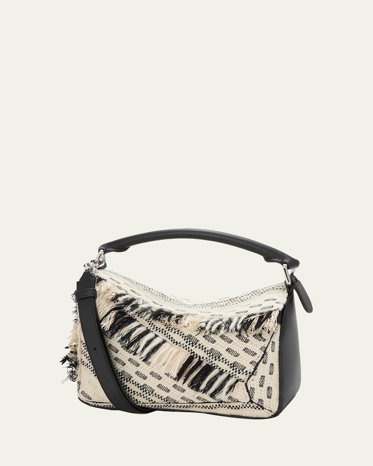 Loewe X Albers Puzzle Small Fringe Shoulder Bag In Woven Textile