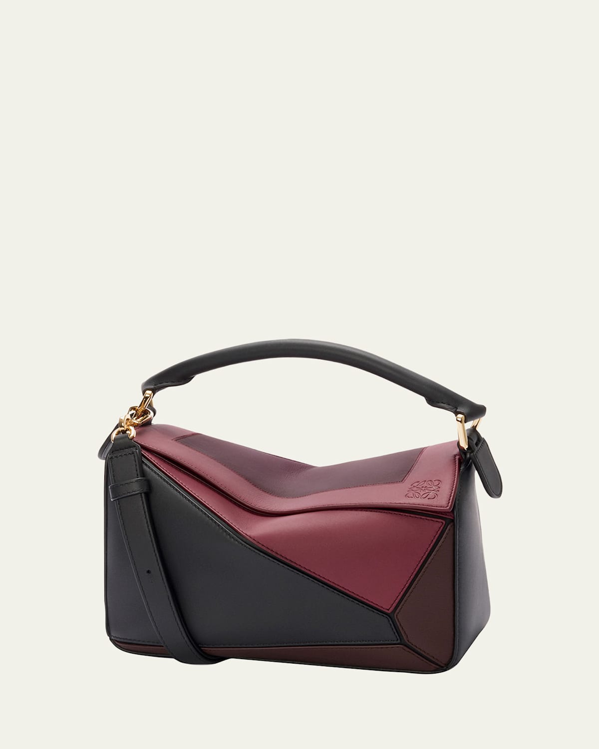Loewe Puzzle Square Small Leather Shoulder Bag In Black