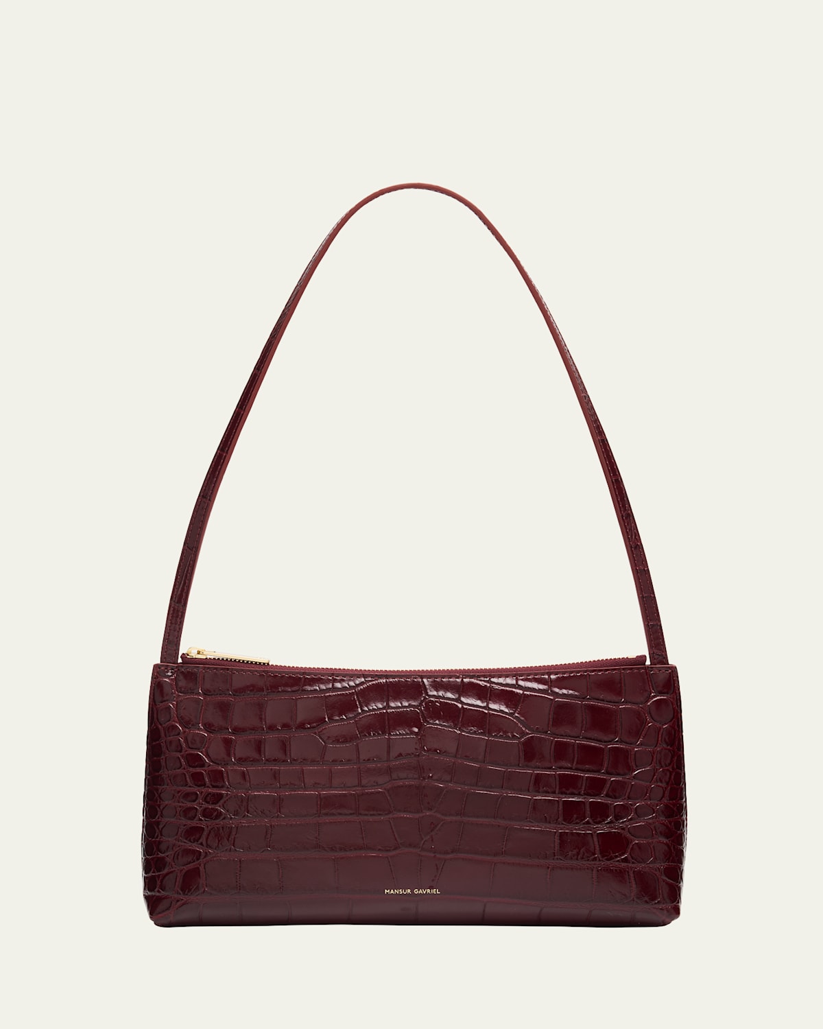 Mansur Gavriel Gaia Croc-embossed Leather Shoulder Bag In Burgundy
