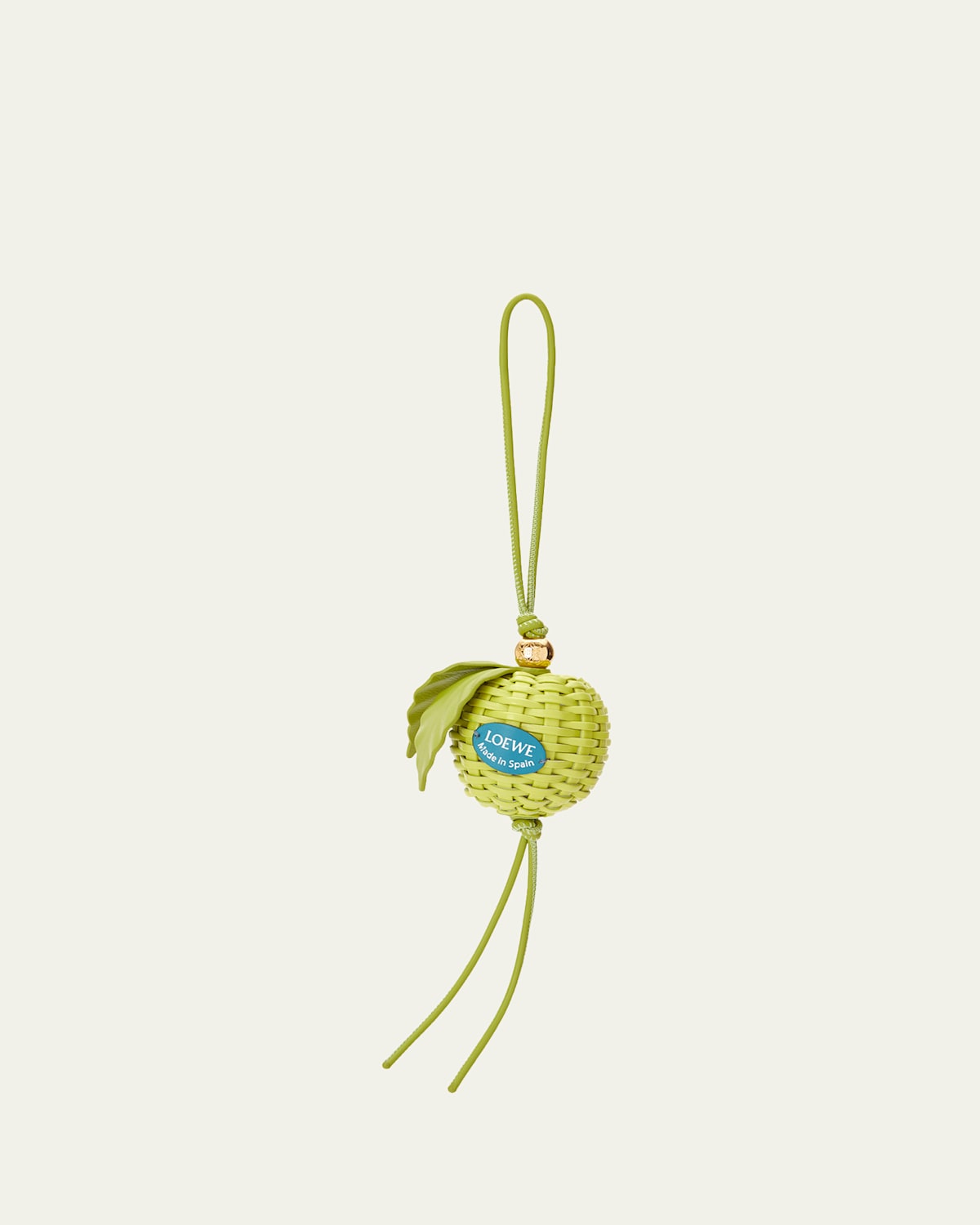 Loewe Granny Apple Leather And Gold-tone Bag Charm In Green