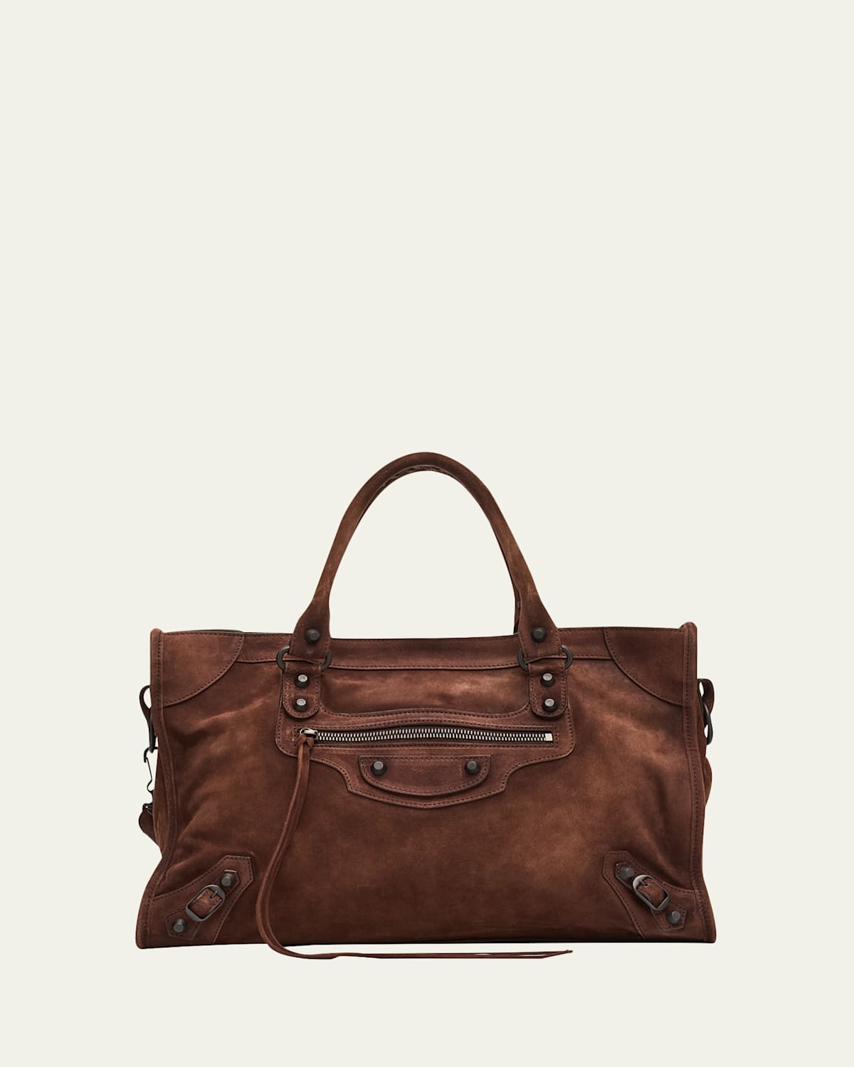 Balenciaga Le City Medium Suede Shoulder Bag In Brown