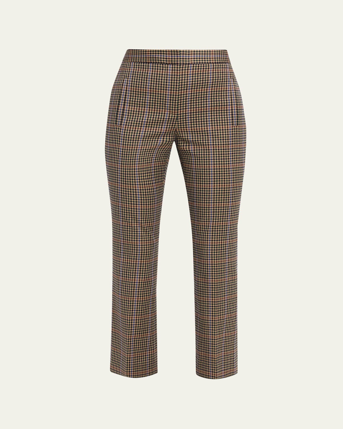 Veronica Beard Arte Slim Plaid Pants In Brown