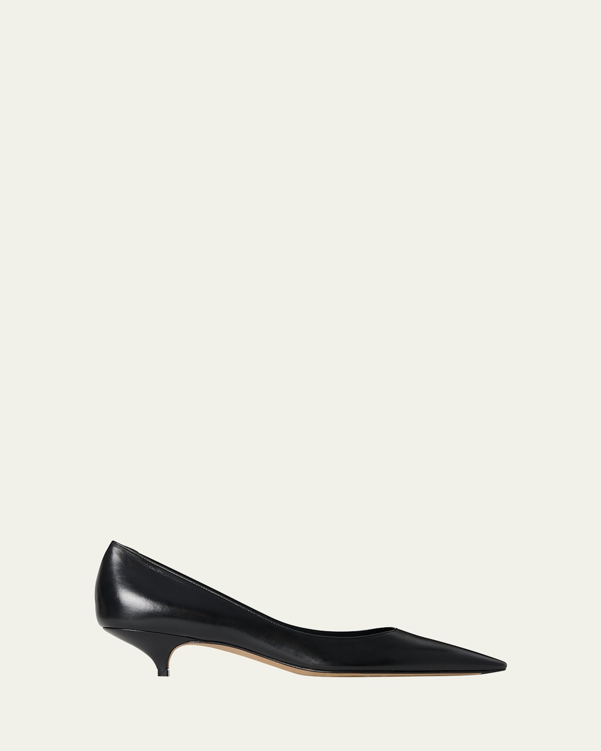The Row Liisa Leather Kitten-heel Pumps In Black