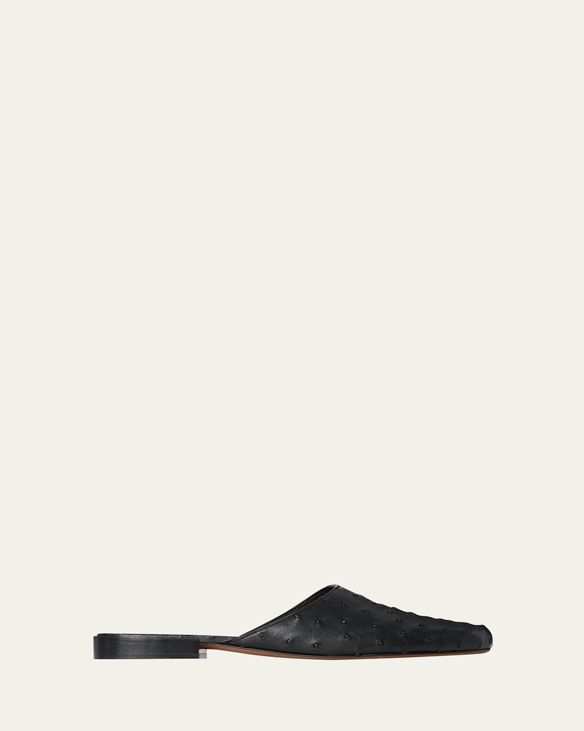 The Row Penelope Ostrich Leather Mules In Black