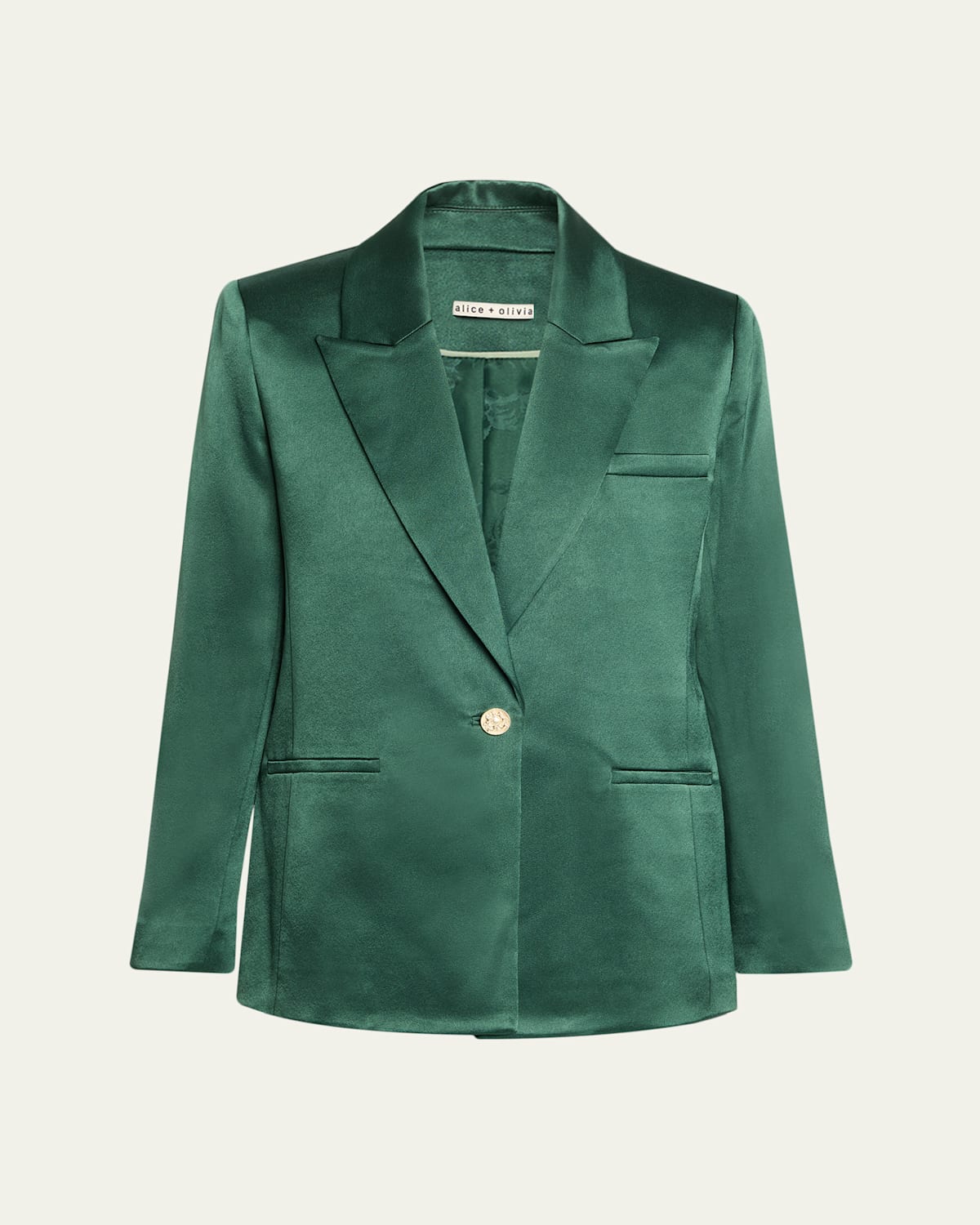 Alice And Olivia Silas Satin Single-breasted Blazer