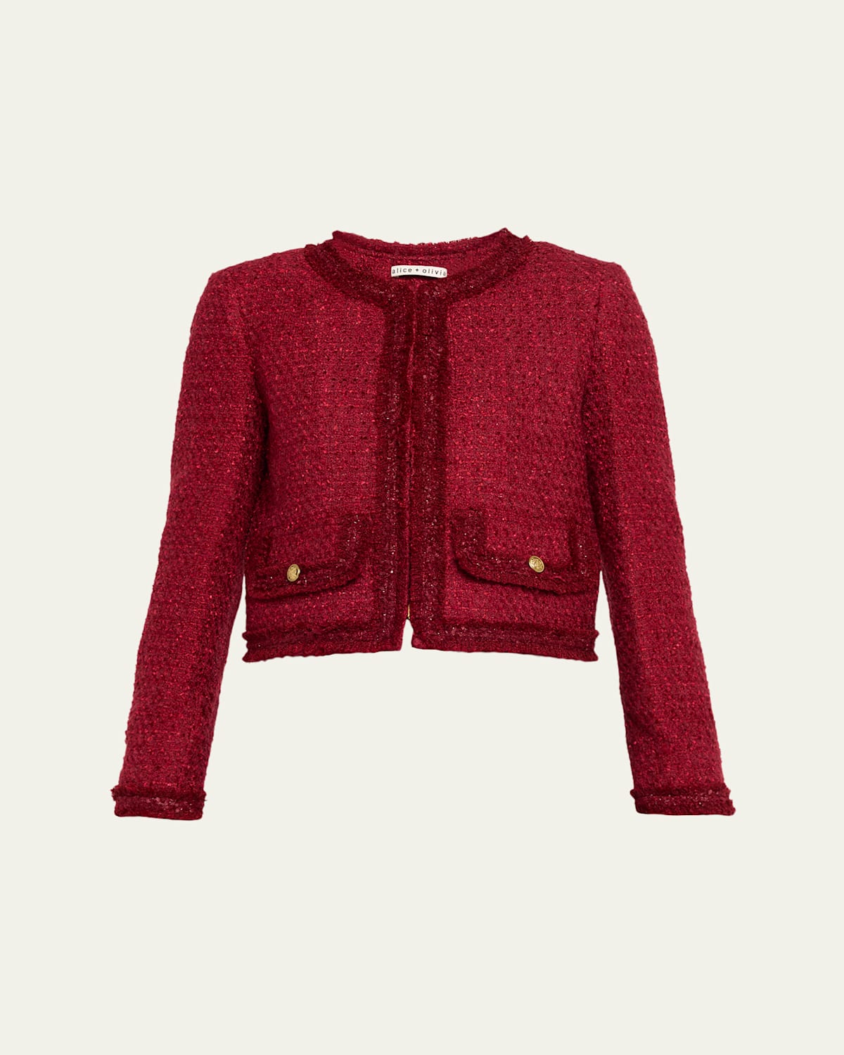 Alice And Olivia Landon Cropped Box Jacket Oxblood In Burgundy