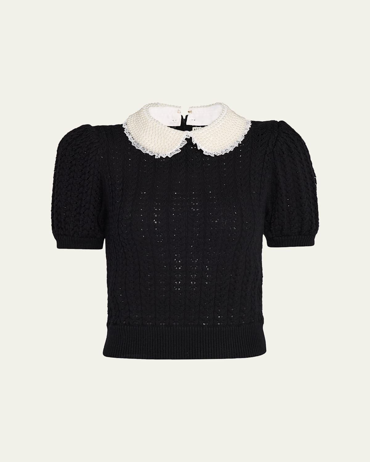 Alice And Olivia Chase Puff-sleeve Sweater In Black