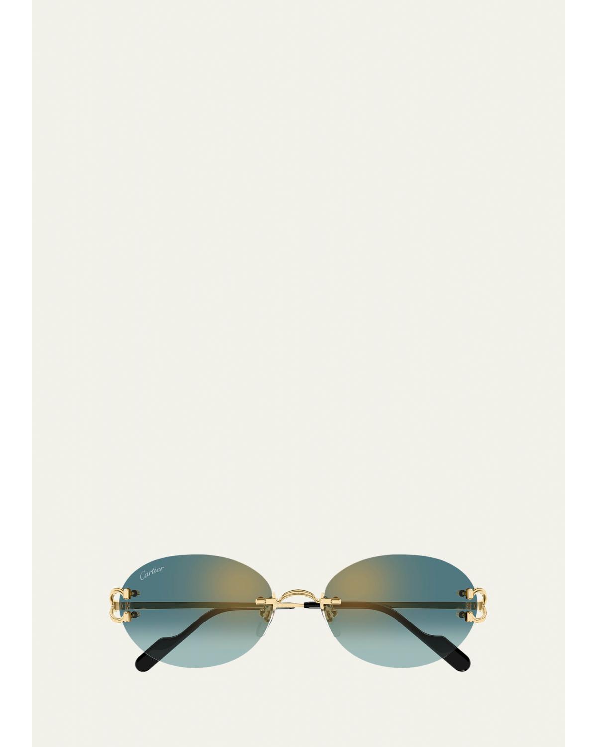 Décor C de Cartier 55mm Oval Metal Sunglasses