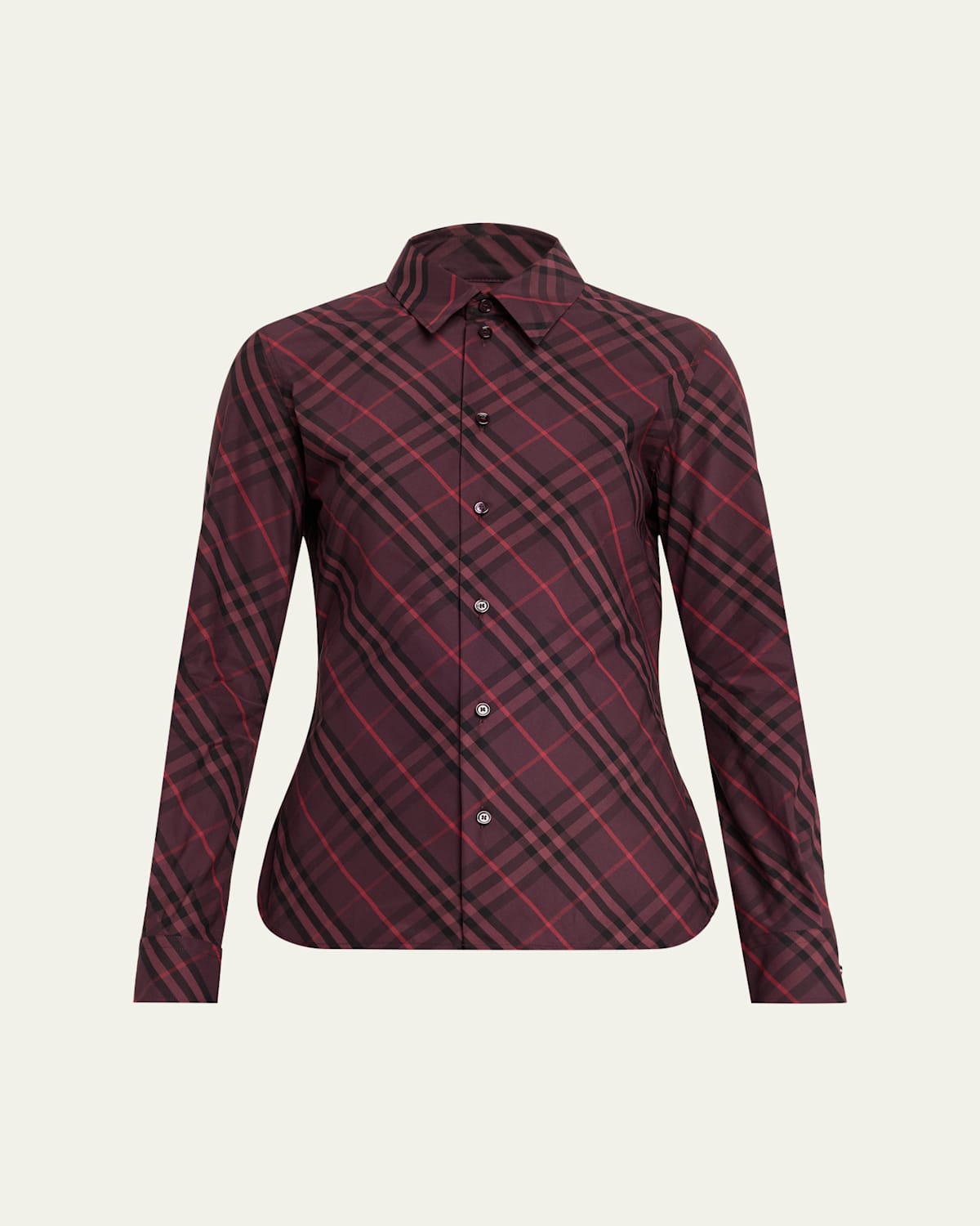 Burberry Simone Check Button-down Shirt In Brown