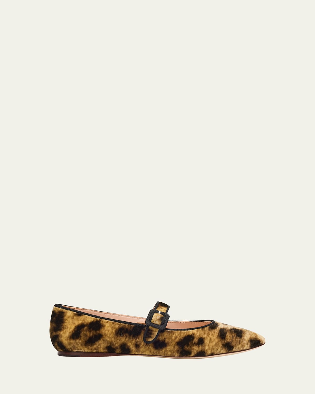 Loeffler Randall Ginger Leopard Velvet Mary Jane Ballerina Flats In Brown