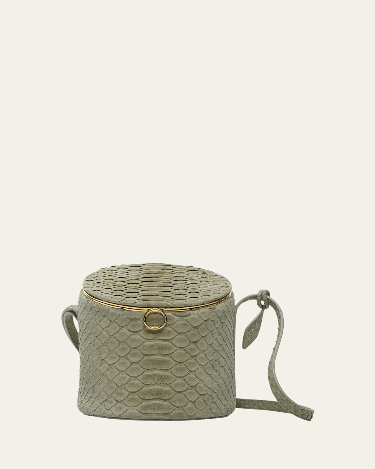 Alaïa La Canette Shoulder Bag In Snakeskin In Green