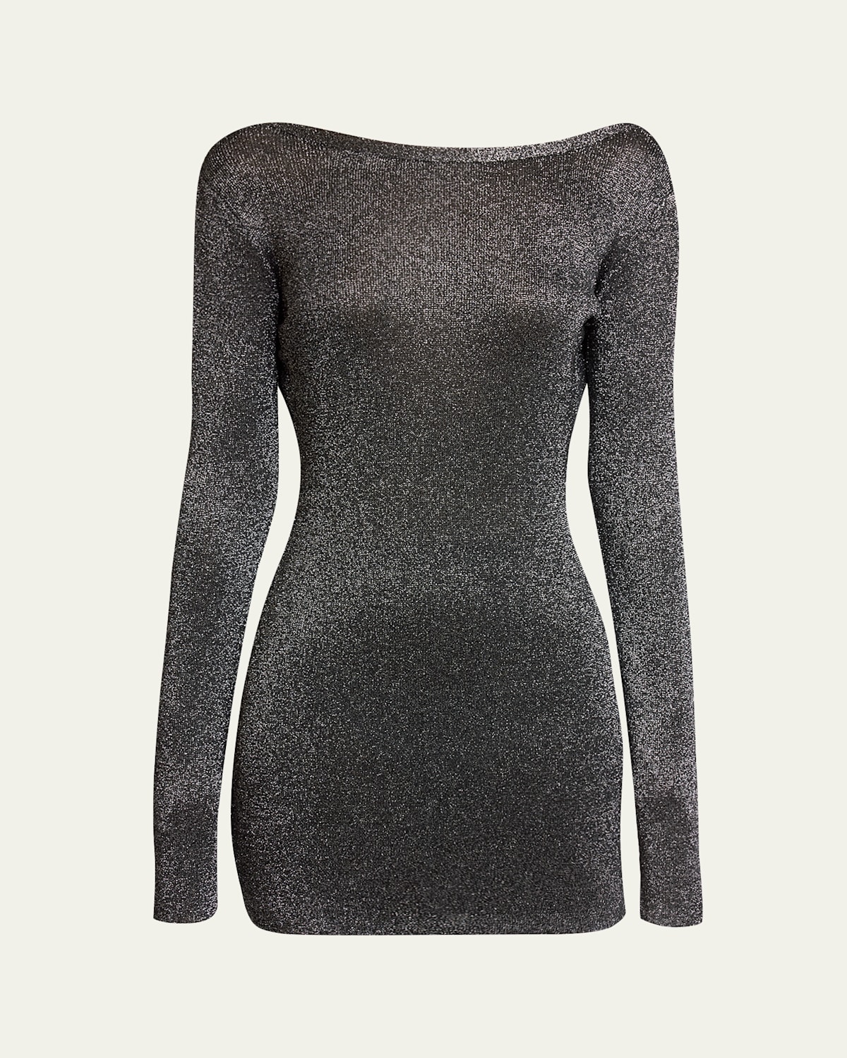 Balenciaga Metallic Knit Long-sleeve Backless Mini Dress In Multi