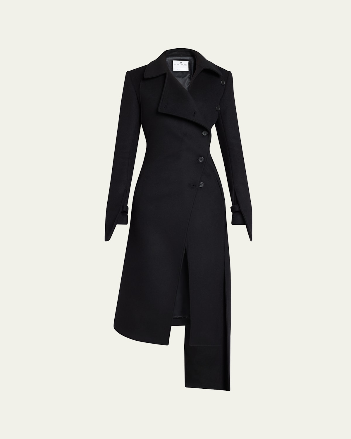 Courrèges Double-breasted Asymmetric Wool And Silk-blend Coat In Black