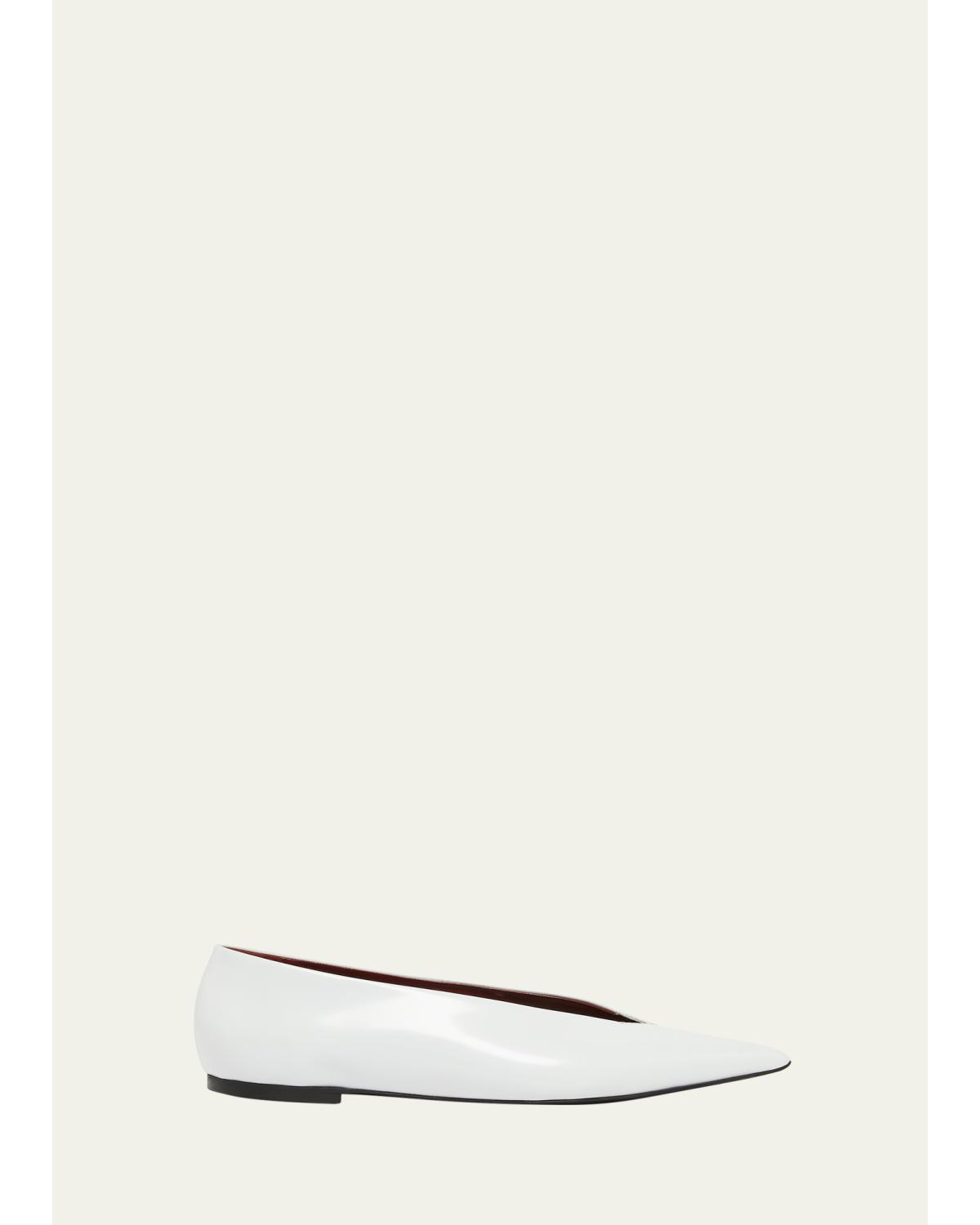 Slash Polished Leather Ballerina Flats