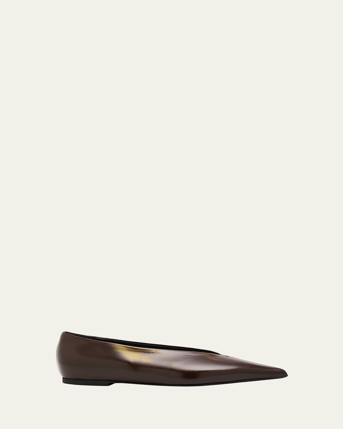 Proenza Schouler Slash Slick Nappa Leather Ballerina Flats In Brown