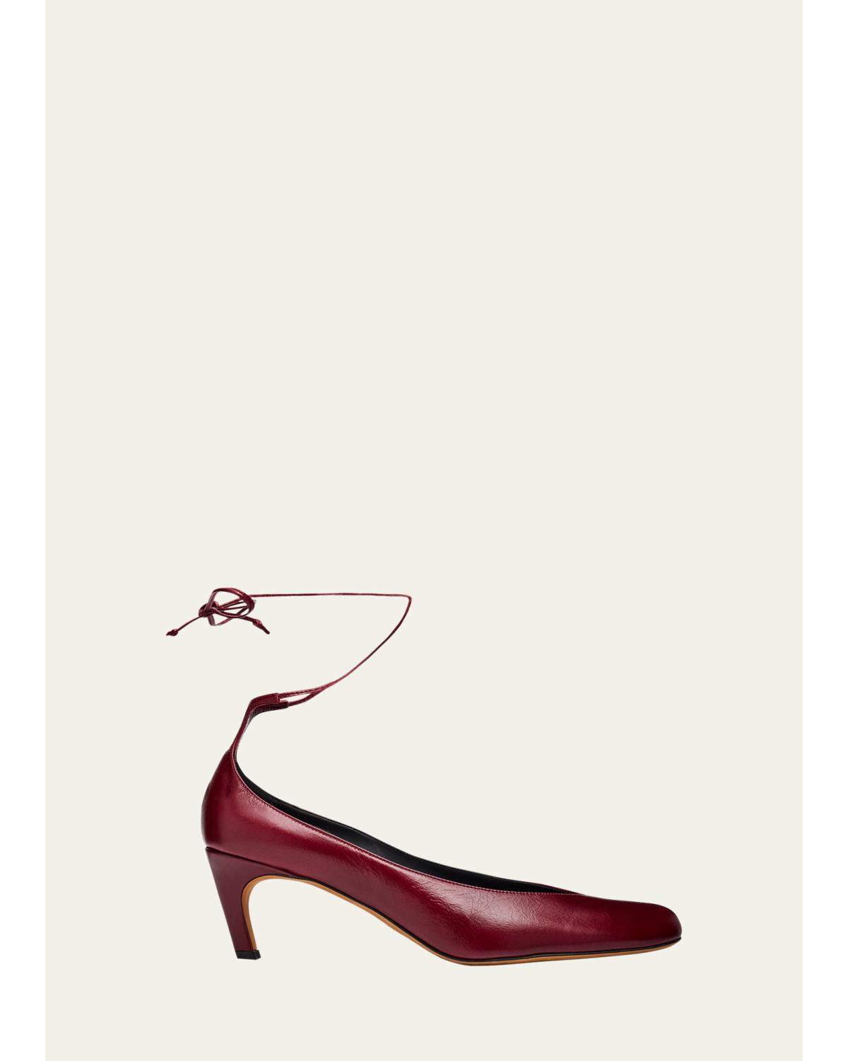 Uma Leather Ankle-Tie Pumps