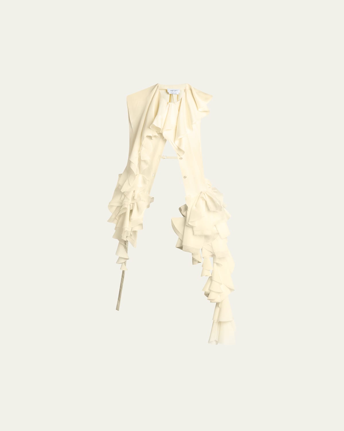 Alexander Mcqueen Backless Ruffle Silk Gown In Neutral