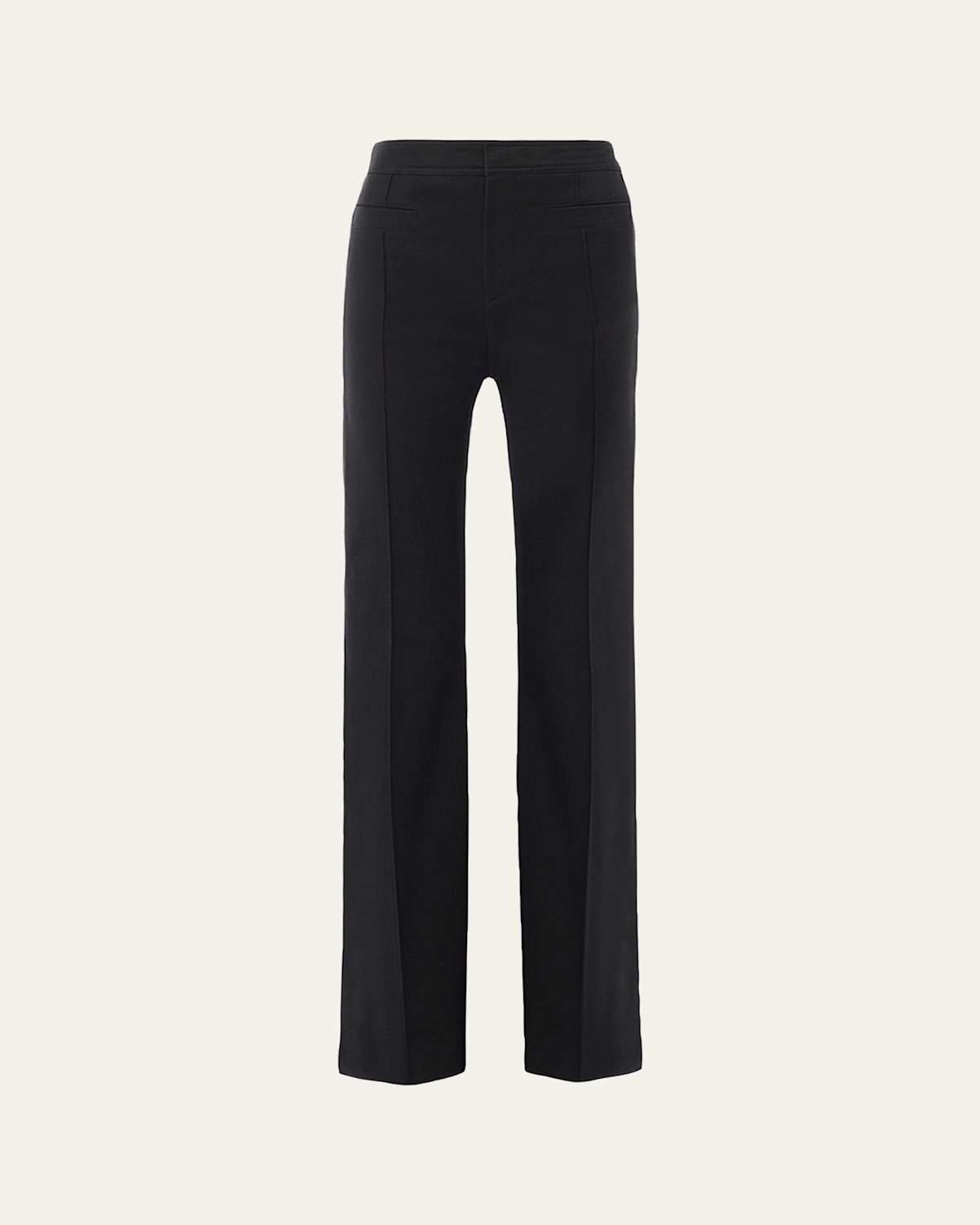 Chloe Cotton Stretch Pintuck Straight-Leg Trousers