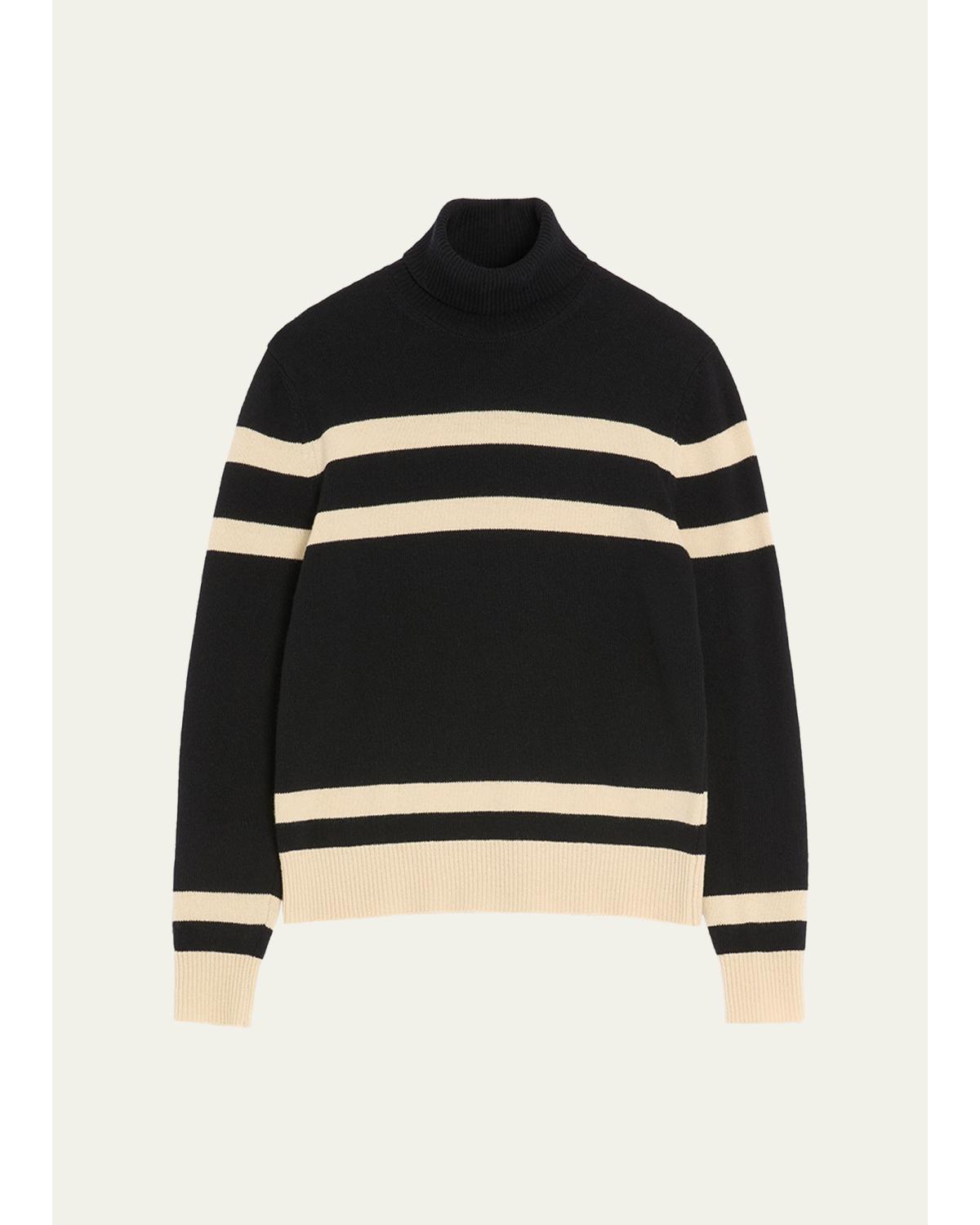 Men'S Wool High-Neck Stripe Turtleneck Sweater