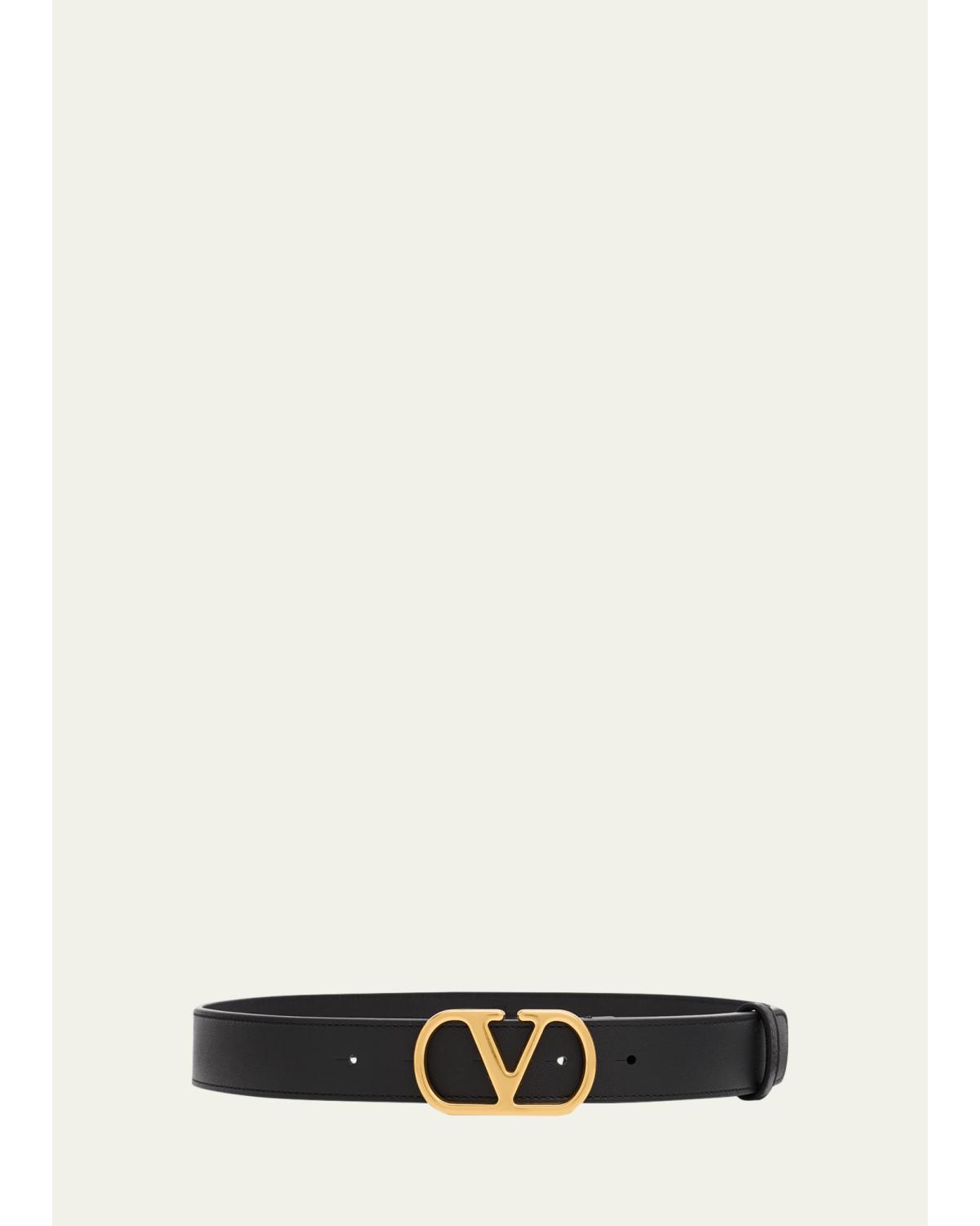 VLogo Signature Leather Belt, 30mm
