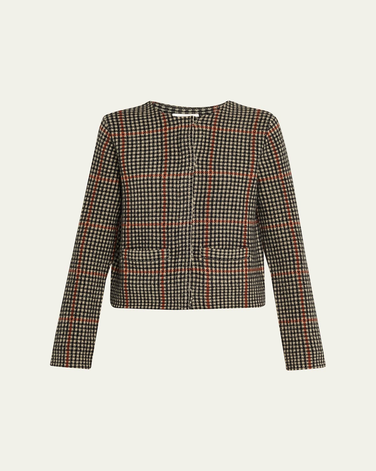 Vince Glen Plaid Short Jacket In Brown