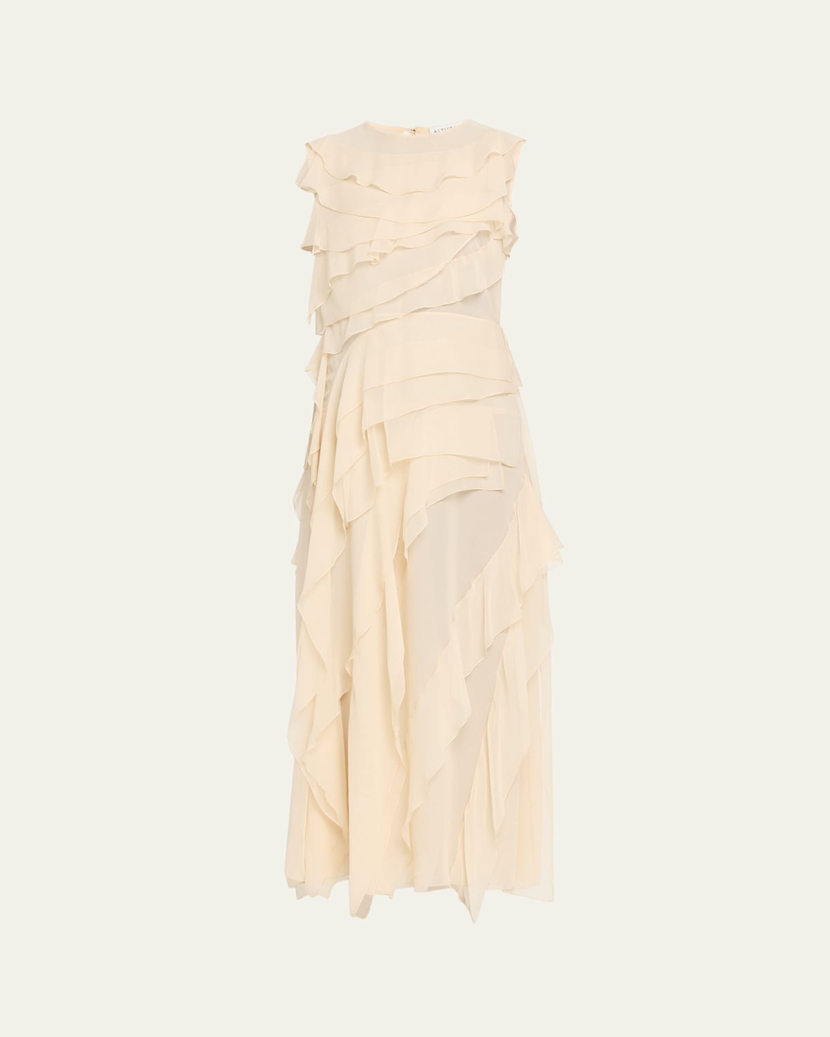 Altuzarra Gigi Sleeveless Ruffled Silk Maxi Dress In Multi