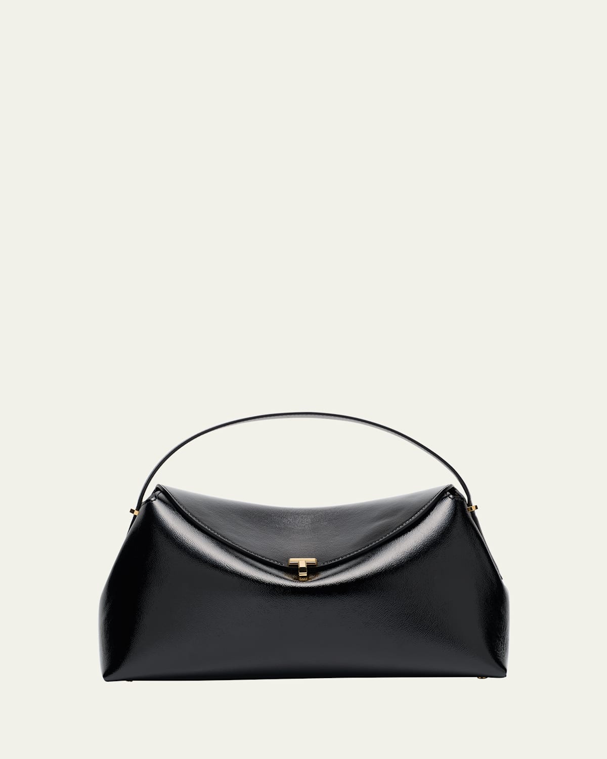 Totême T-lock Naplack Leather Top-handle Bag In Black
