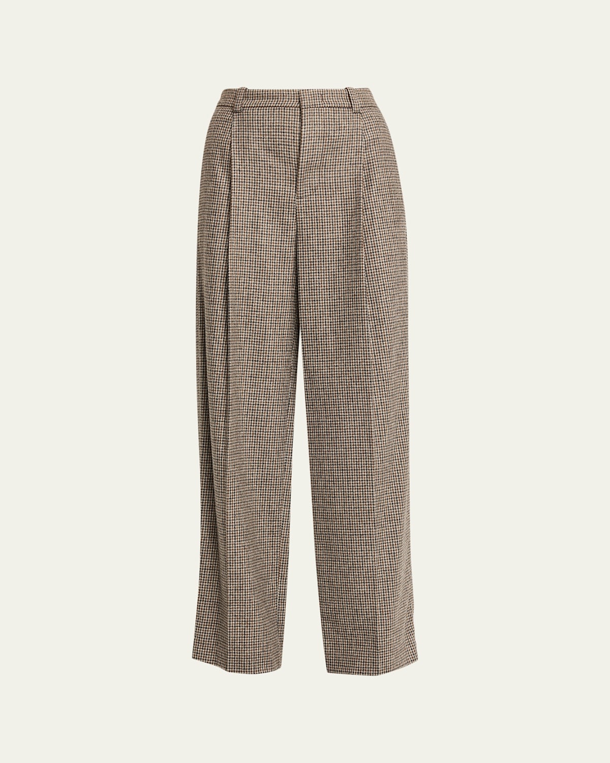 Vince Houndstooth Wool-blend Trousers In Brown