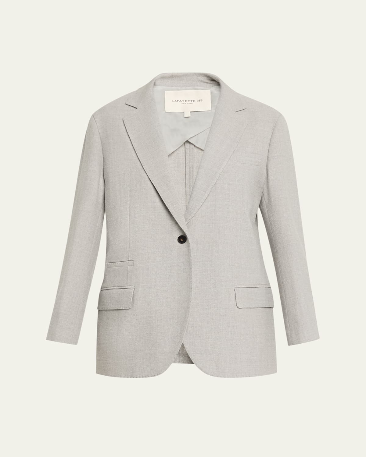 Lafayette 148 Neapolitan Single-button Wool Jacket In Gray