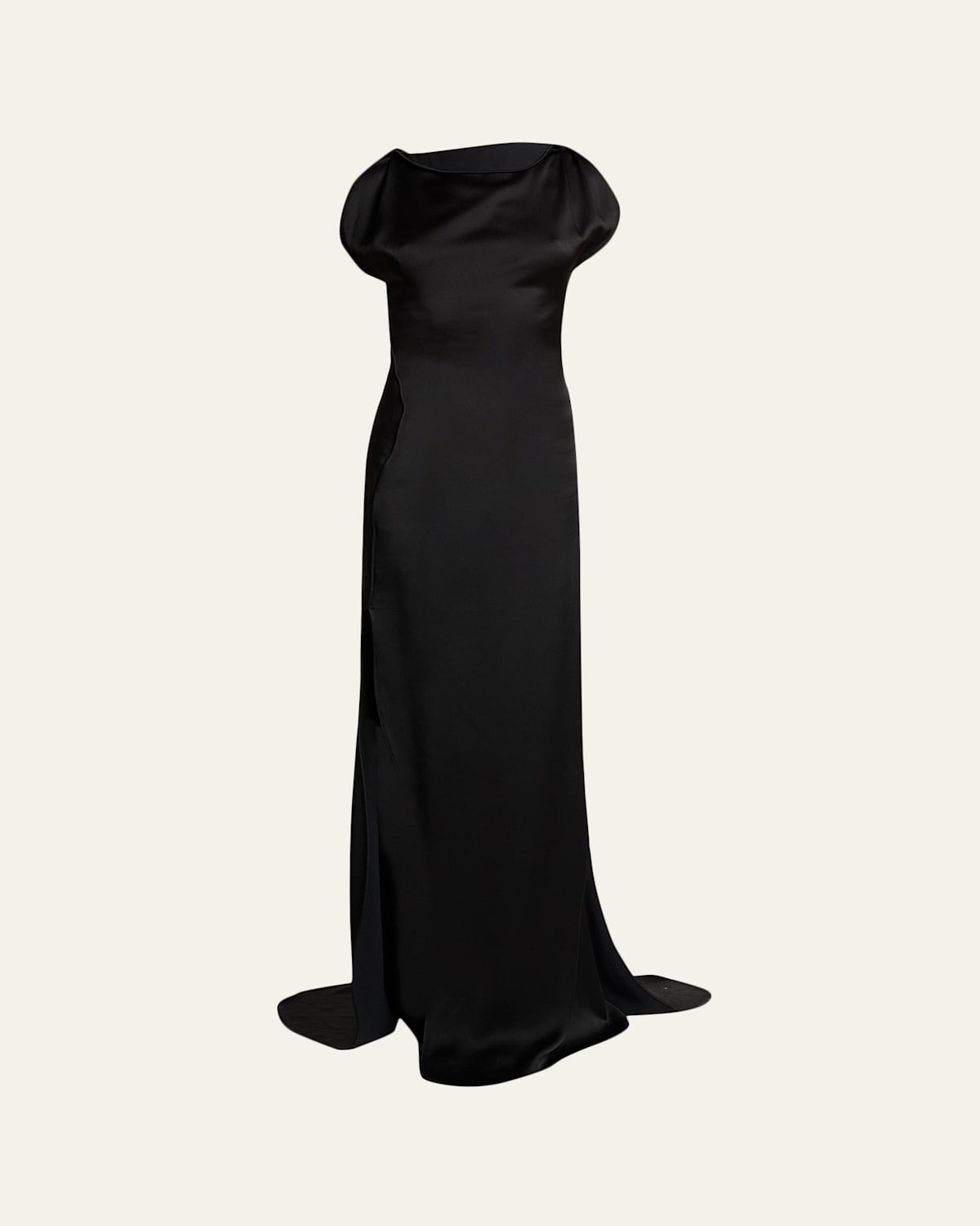 Victoria Beckham Sleeveless Satin Slit Gown In Black