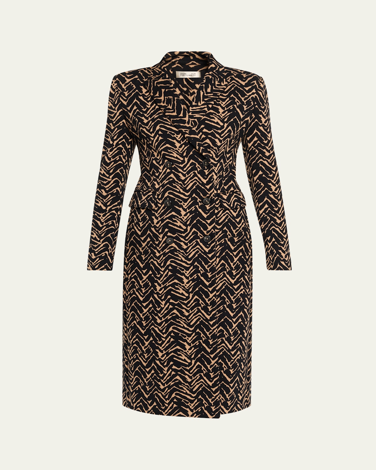 Diane Von Furstenberg Ilana Double-breasted Jacquard Knit Coat In Animal Print