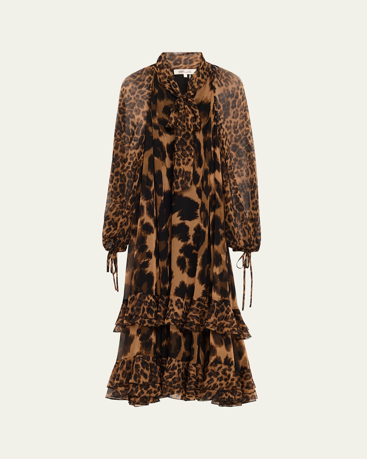 Diane Von Furstenberg Nadine Leopard-print Silk Chiffon Midi Dress In Brown