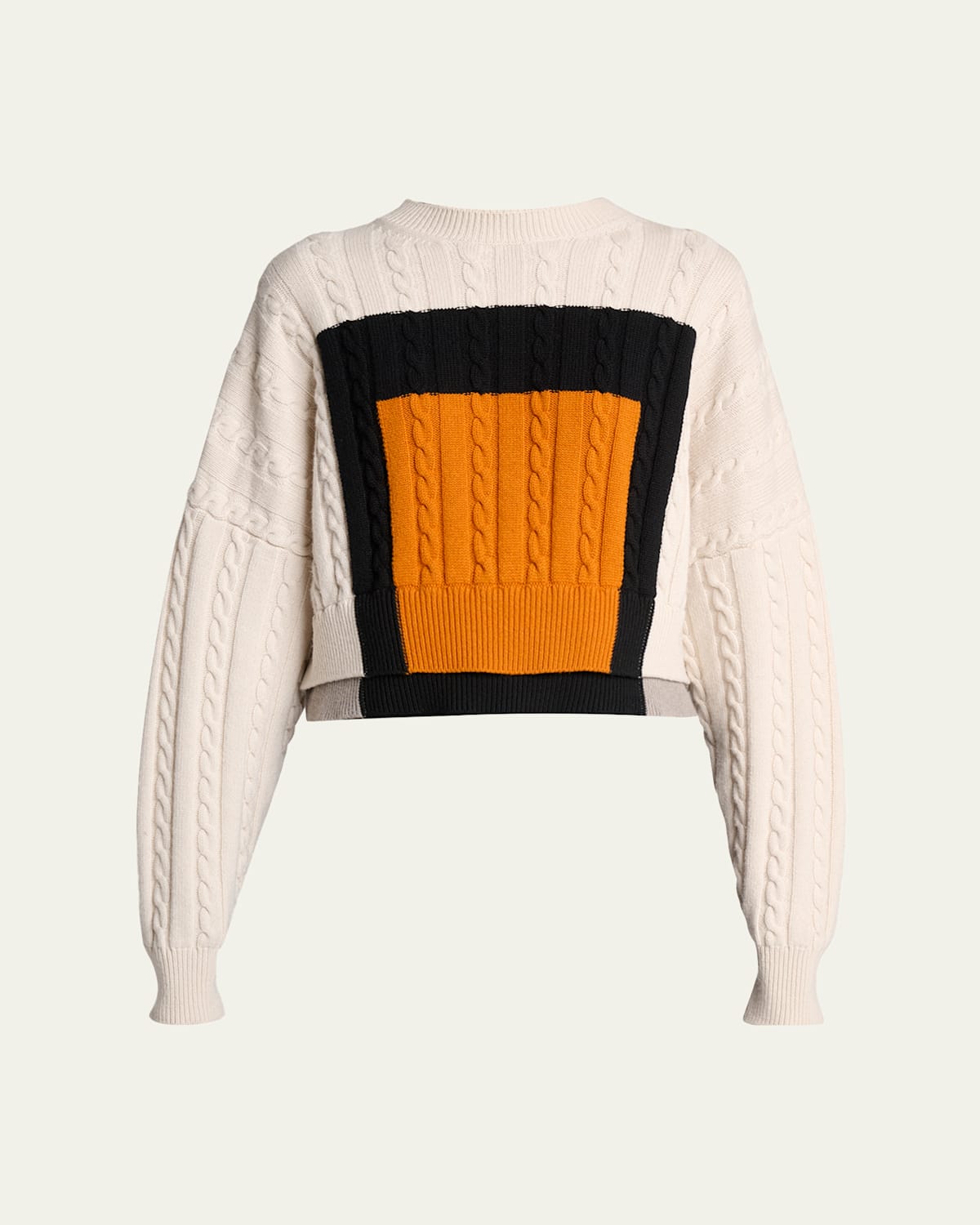 Loewe Cable Knit Crop Crewneck Sweater In Animal Print