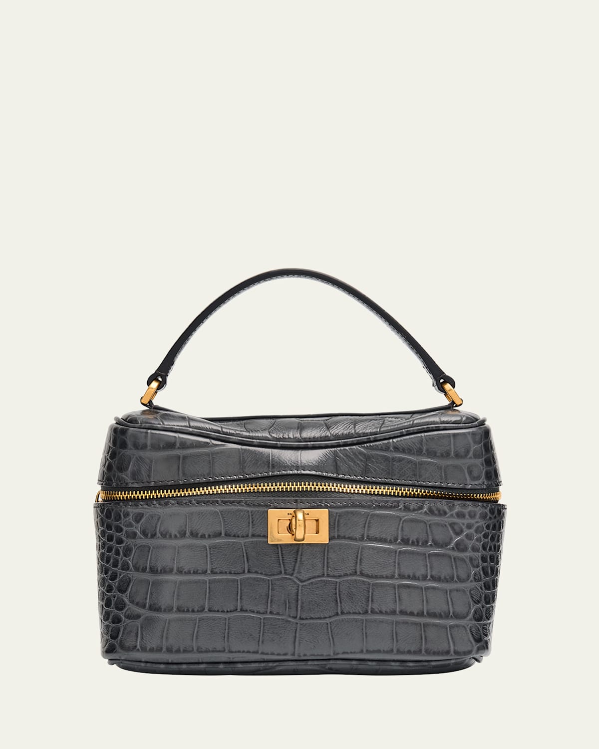 Balenciaga Rodeo Croc-embossed Leather Vanity Crossbody Bag In Gray